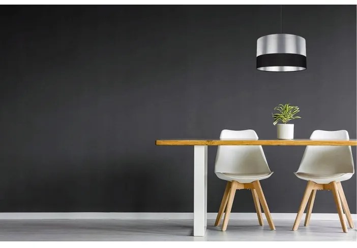 Moderná kovová závesná lampa zdobená látkou