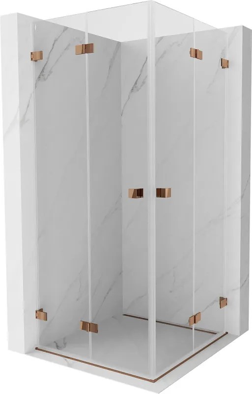 Mexen Lunar-F Duo, skladací sprchový kút 95 x 95 cm, 6mm číre sklo, profil ružové zlato, 836-095L-095P-60-00