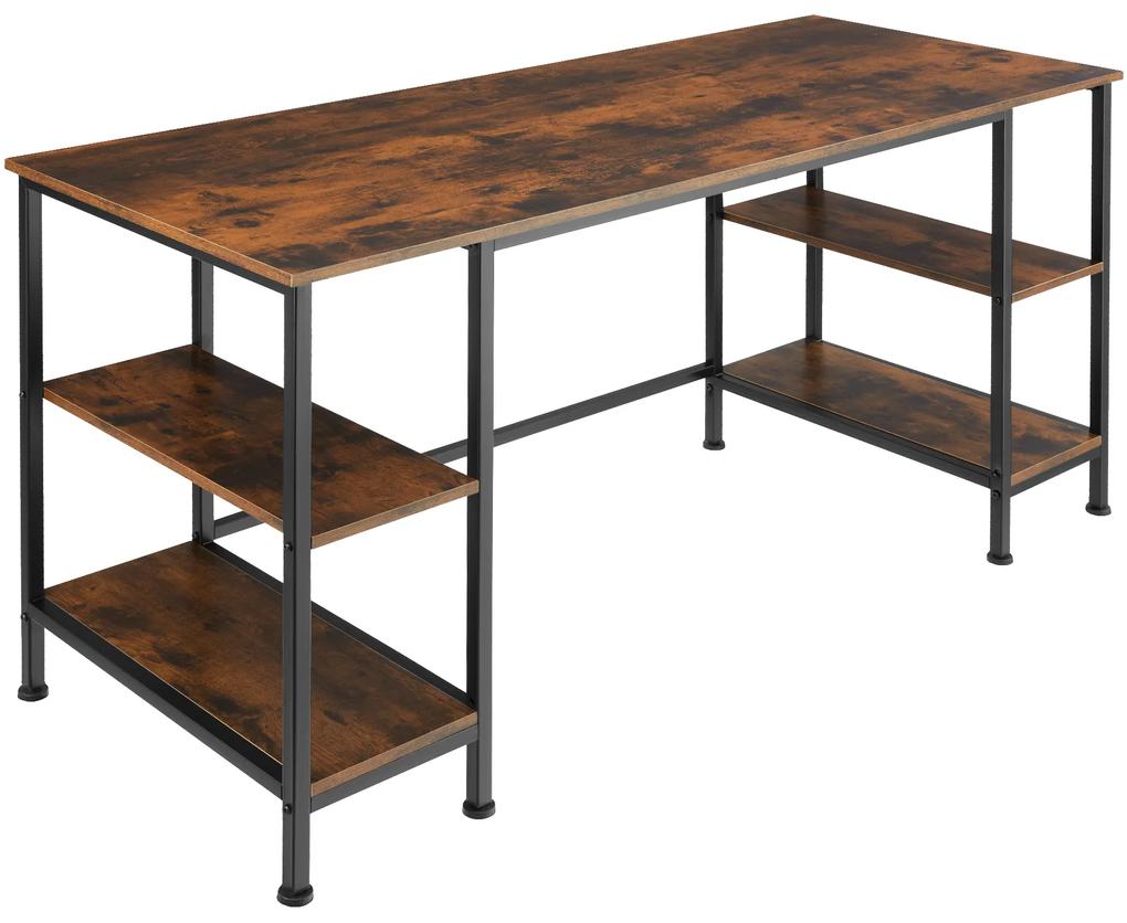 tectake 404346 počítačový stôl stoke 137x55x75cm - industriálne drevo tmavé, rustikálne