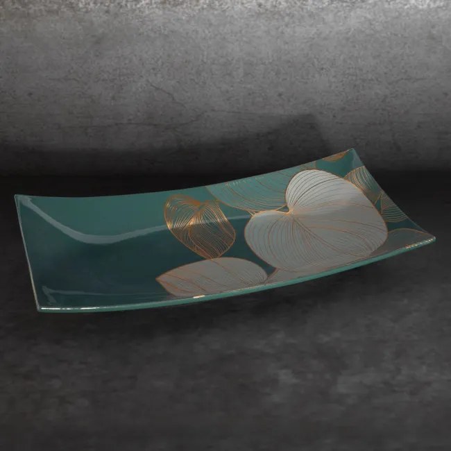 Dekoračný tanier SALVIA 3 1 zelený / zlatý