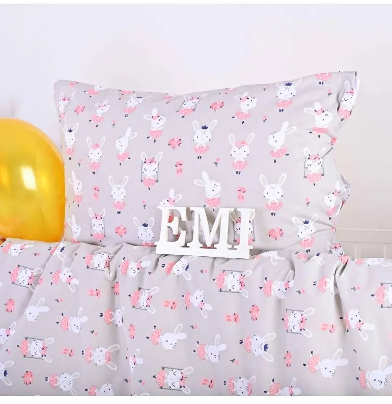 Obliečky detské bavlnené Zajačiky EMI, Detský set 90x130 + 45x65