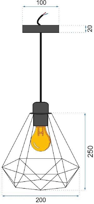 Toolight - Závesná lampa kovová 392197, zlatá, OSW-09680