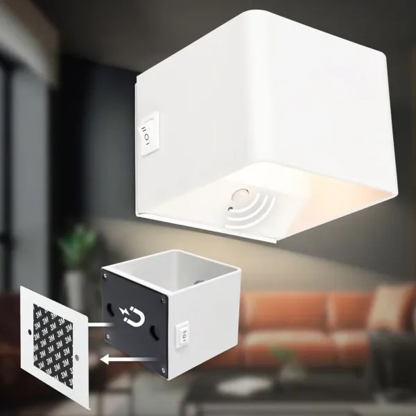 Briloner 3879016 - LED nabíjateľné nástenné svietidlo s pohybovým senzorom BORRA LED/1,5W/5V 3600 mAh biela