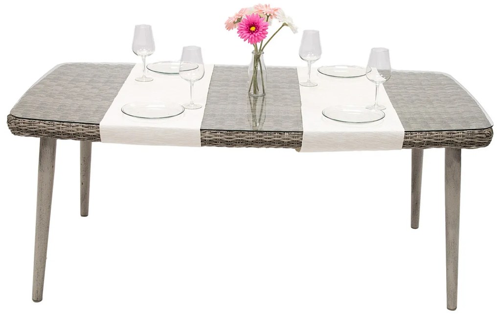 DEOKORK Záhradná ratanová zostava VICTORIA 1+6 (sivá)