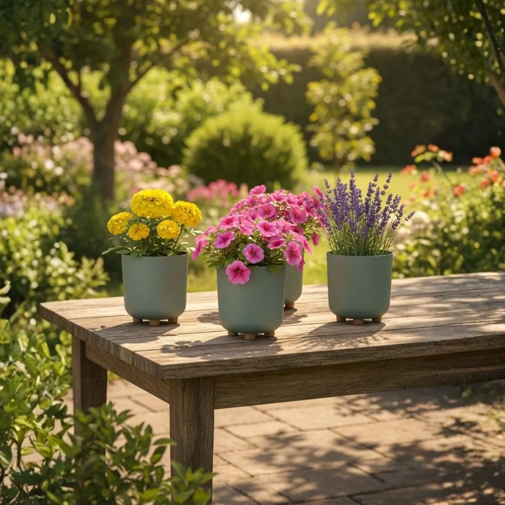 Sada 2 ks květináčů Terra 21x19,3/27,4x24,2 cm šedá/zelená