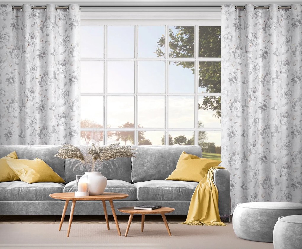 ZÁVES NA KRÚŽKOCH SIENNA 140X250 CM KVETY