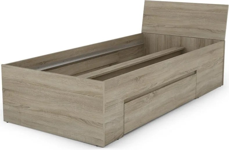 Posteľ so zásuvkami Carlos 90x200, dub sonoma