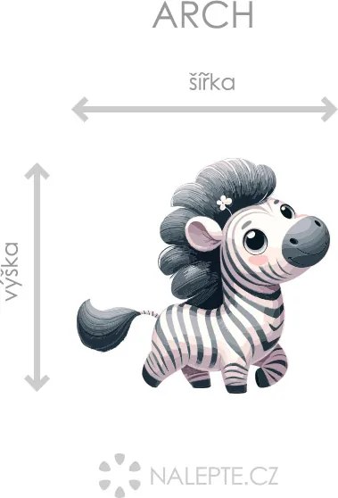 Veselá zebra textilní prelepiteľná nálepka na stenu list 45 x 41 cm