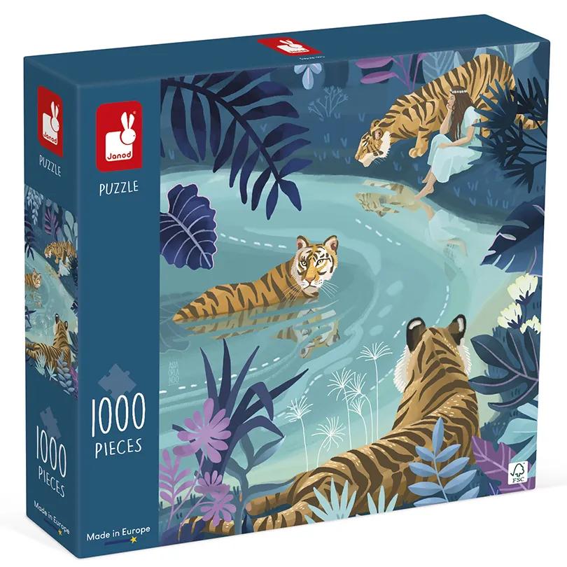 Art puzzle pre dospelých Tigre pri splne mesiaca Janod 1000 ks