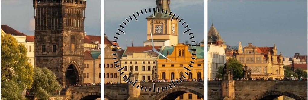 Obraz - Karlov most (s hodinami) (90x30 cm)