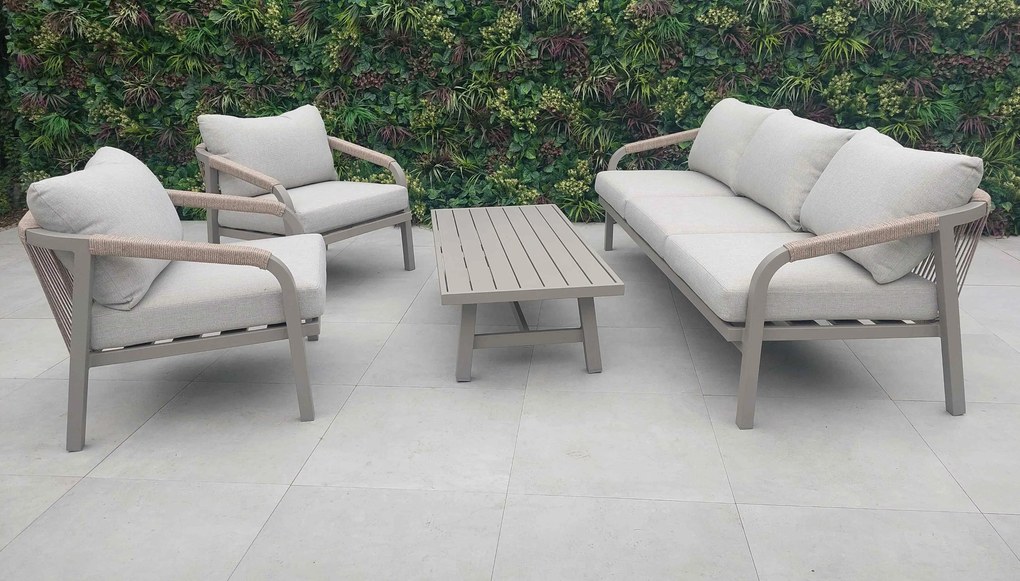 Hliníková sedacia súprava MONTI/RAVONTI 3 sivohnedá