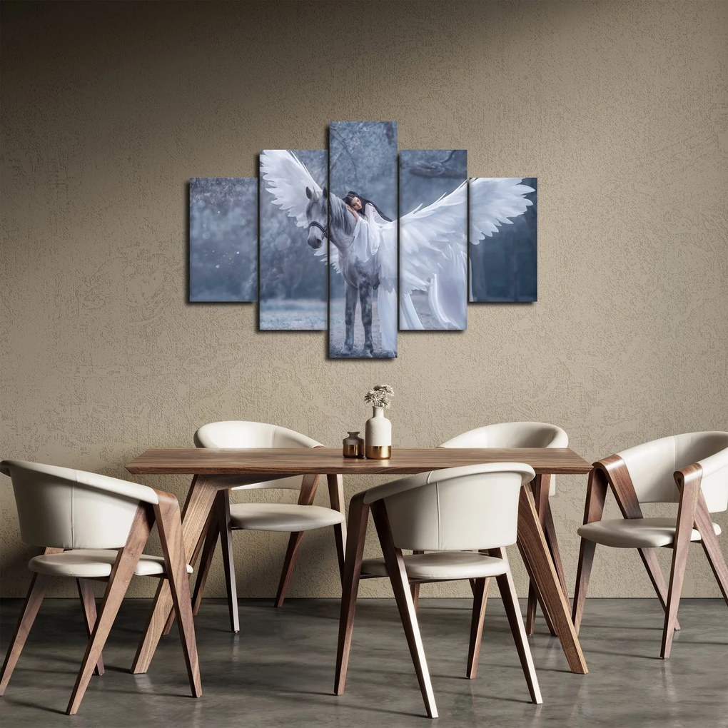 Obraz dievčaťa na jednorožcovi (150x105 cm)