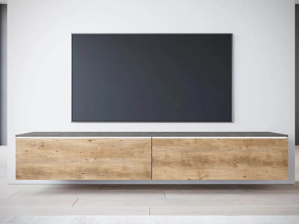 TV skrinka Dlone 180, Farby: matera / gaštan breslau, Osvetlenie: osvetlenie LED biele