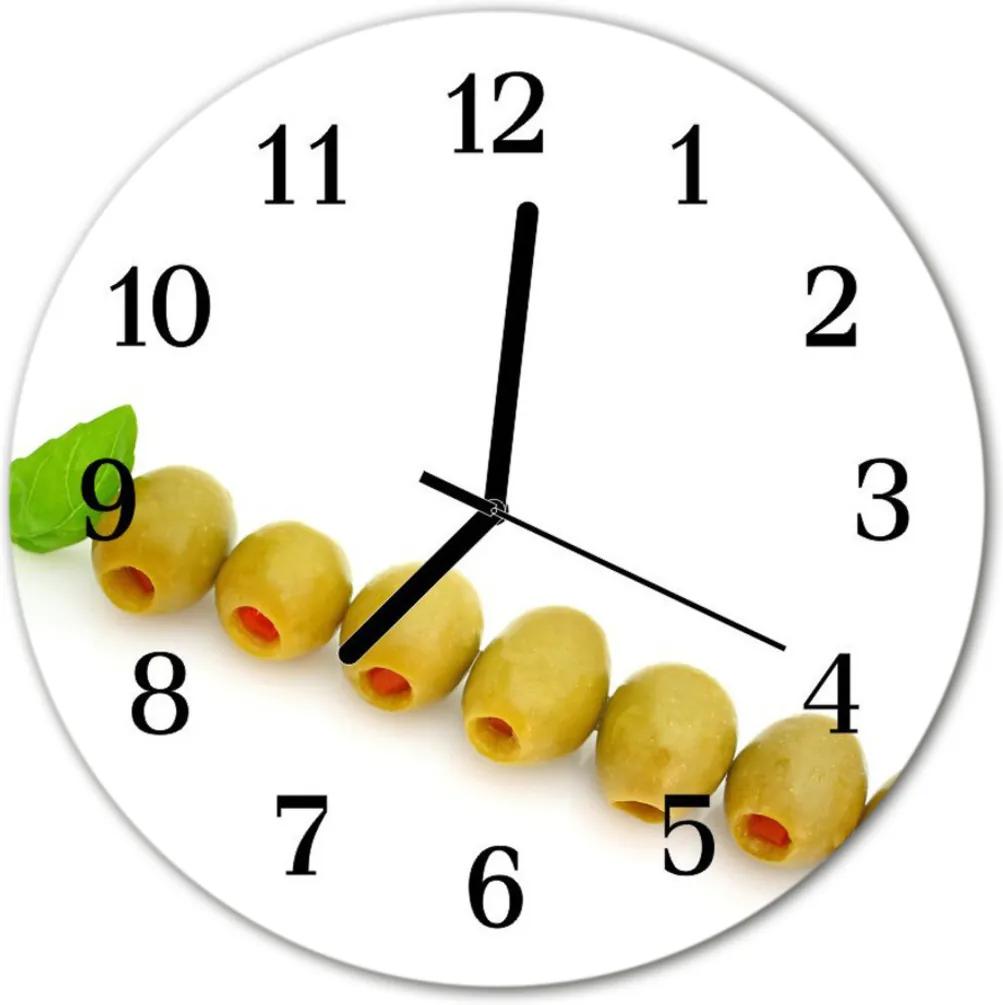 Sklenené hodiny okrúhle  olivy