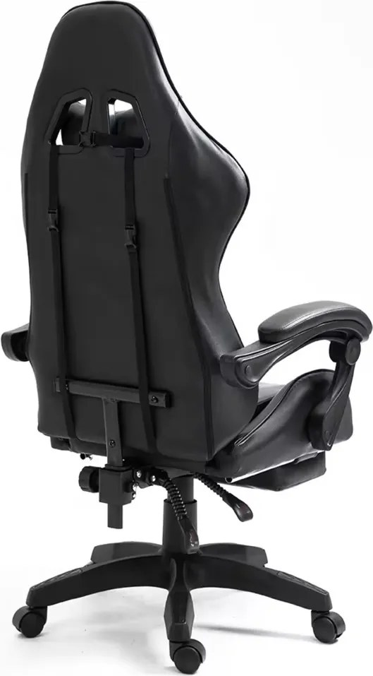 LEAN Kancelárska stolička s opierkou na nohy a vankúšmi – čierna