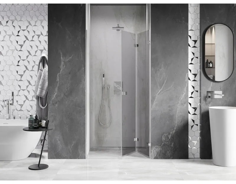 Mexen, Mexen Lunar-F pravé sklápacie sprchové dvere 95 cm, transparentné, chróm - 836-095-000-01-00-P