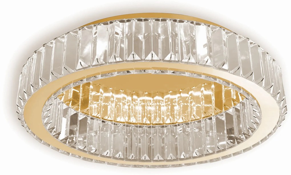 Toolight Toolight, krištáľové stropné svietidlo 50cm, 30W, 4000K, 1401lm, APP1721-C, zlatá lesklá, OSW-09302