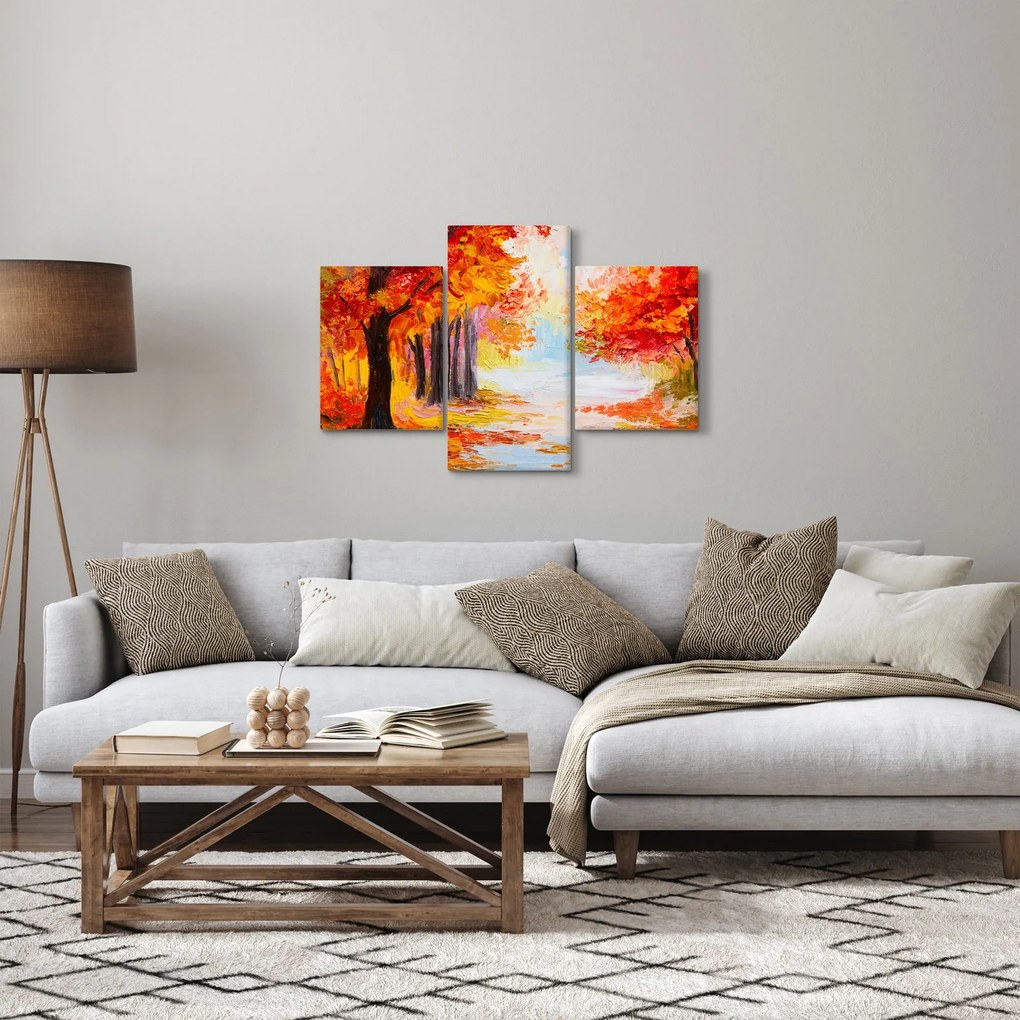 Obraz - Olejomaľba, farebná jeseň (90x60 cm)