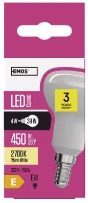 EMOS LED žiarovka CLS R50, E14, 6W, teplá biela