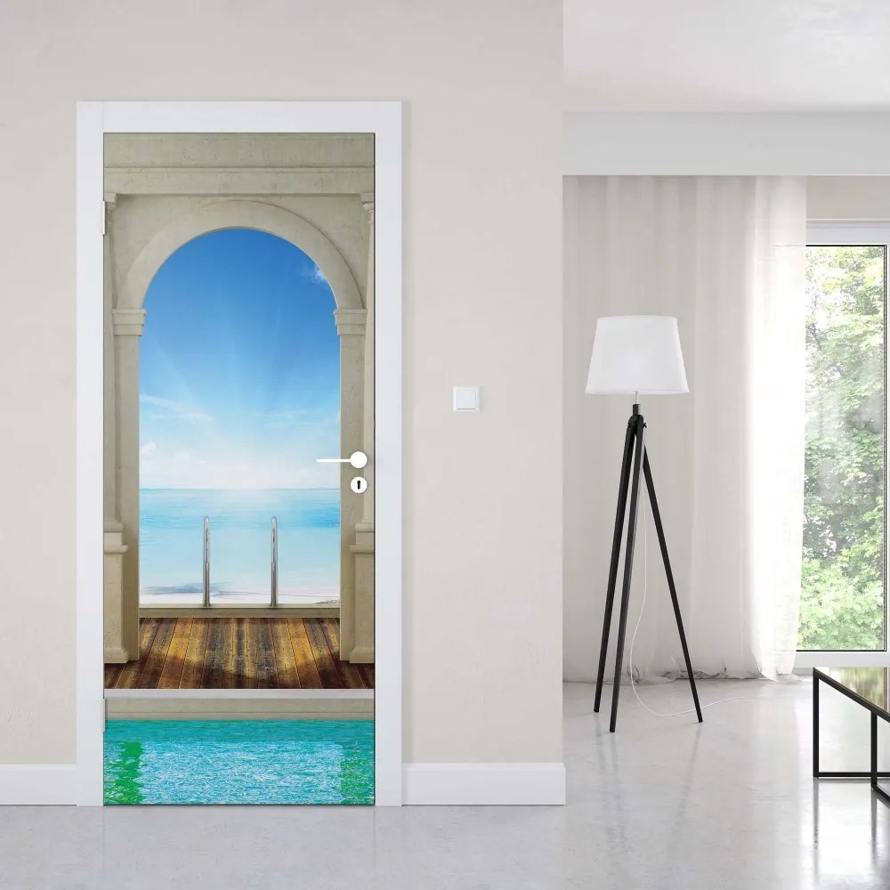 GLIX Fototapeta na dvere - Tropical Beach 3D Archway View
