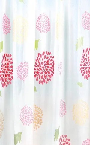 Aqualine Aqualine, Sprchový záves 180x200cm, vinyl, kvetovaný, červená, ZV015