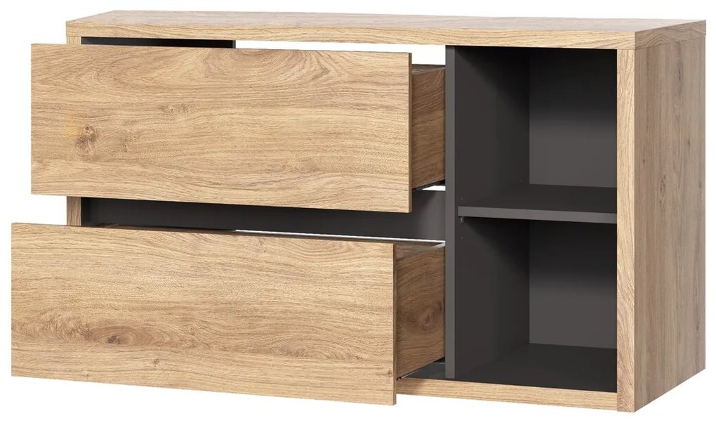 Kúpeľňová zostava Devon 100 cm s umývadlom, skrinkami a zrkadlom dub shetland/grafit