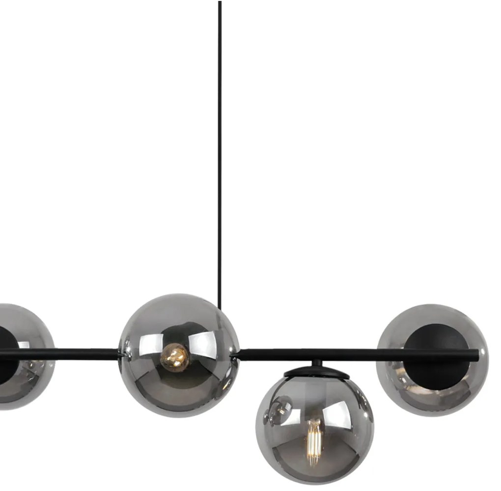 Závesne svietidlo Paris, 6x grafitové sklenené tienidlo, B