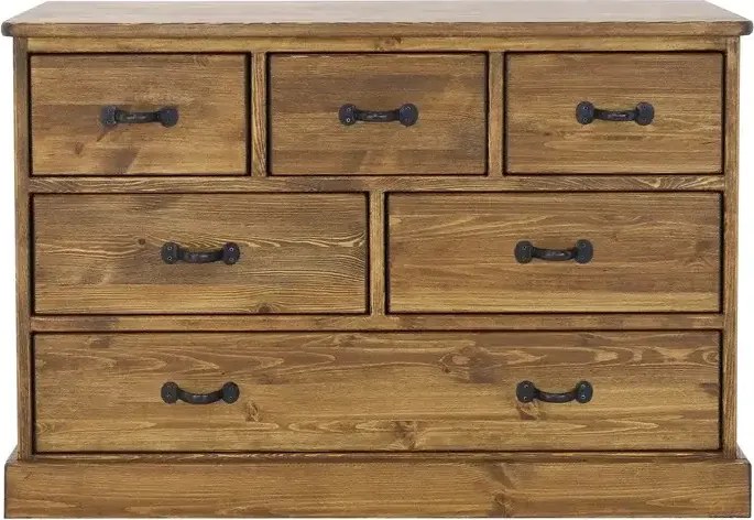 Rustikálna patinovaná komoda so 6 zásuvkami 122x45x80 cm