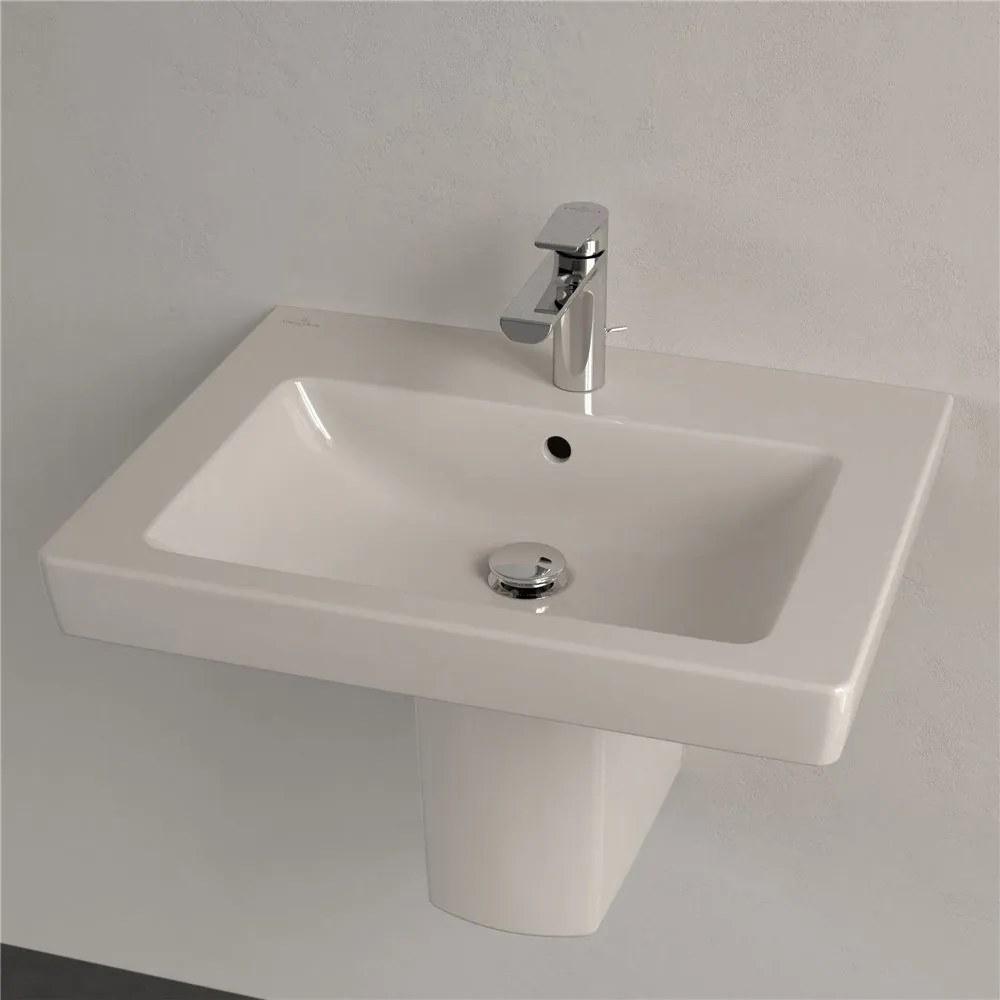 VILLEROY &amp; BOCH Subway 2.0 závesné umývadlo s otvorom, s prepadom, 600 x 470 mm, Pergamon, s povrchom CeramicPlus, 711360R3