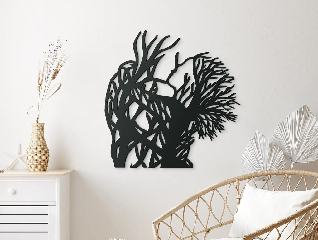 drevko Drevený obraz na stenu Bozk Rozmer obrazu: 66,5 x 65 cm, Farba dekorácie: Čierna