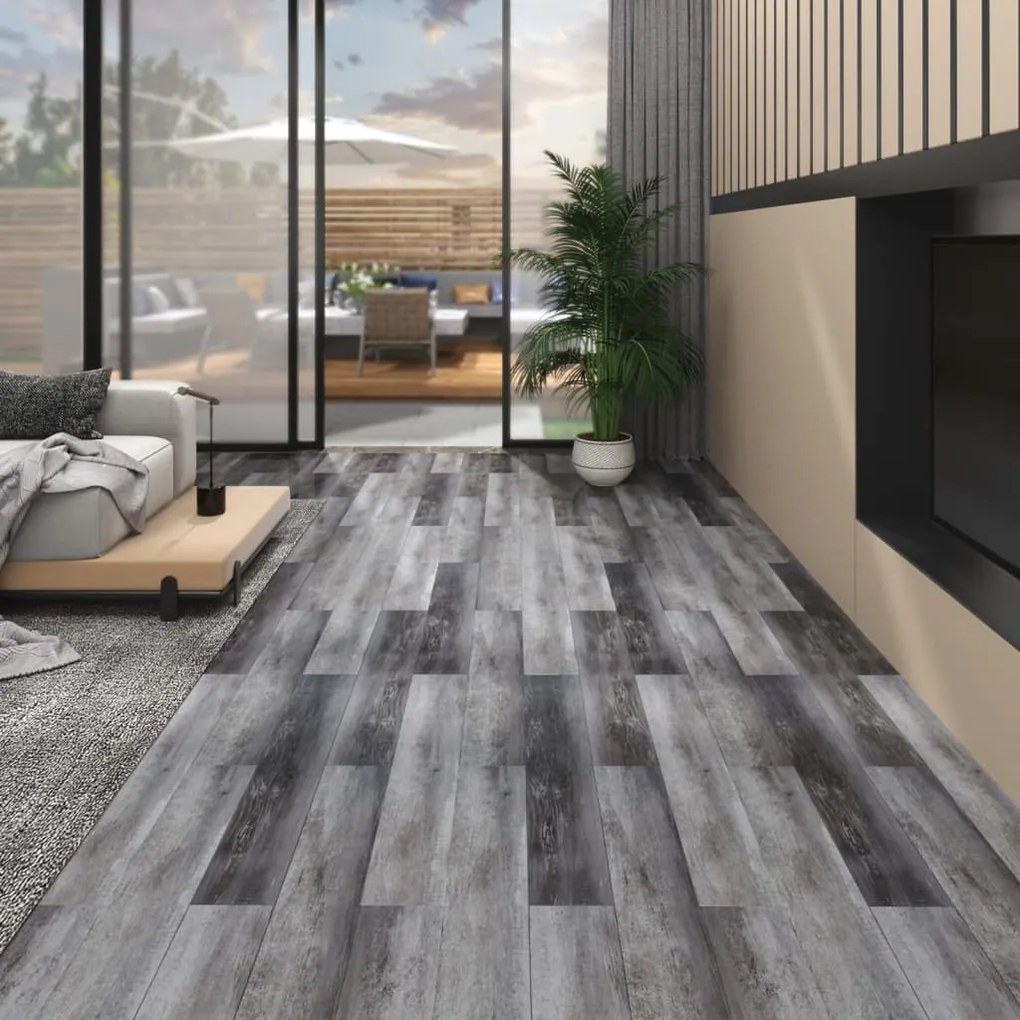 Podlahové dosky z PVC 5,02 m² 2 mm, samolepiace, lesklé sivé 146563