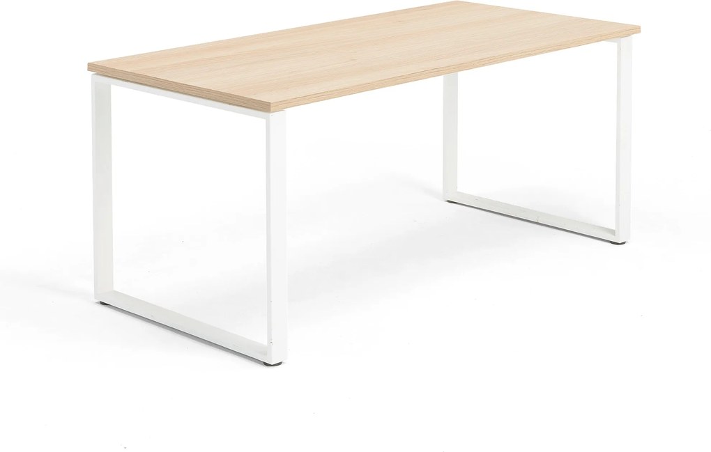 Kancelársky pracovný stôl Modulus, O-rám, 1600x800 mm, dub/biela