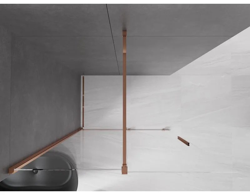 Mexen Velar, posuvné dvere do otvoru typ Walk-In 150 cm, 8mm číre sklo, ružové zlato, 871-150-000-03-60