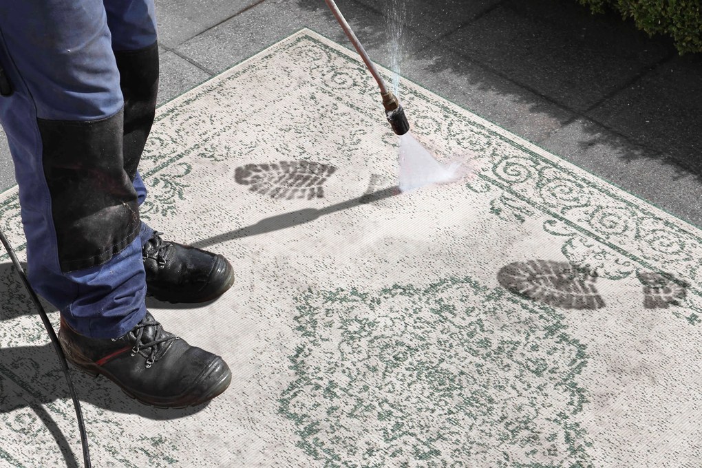 Hanse Home, Kusový koberec Twin Supreme 103869 Green / Cream – na von aj na doma, 200x290, zelená, chodba / predsieň