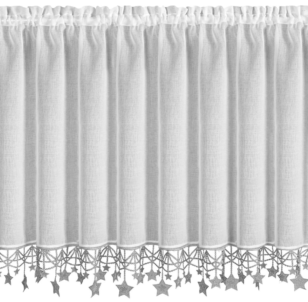 KRÁTKA VIANOČNÁ ZÁCLONA NA PÁSKE XMAS 90X150 CM HVIEZDY
