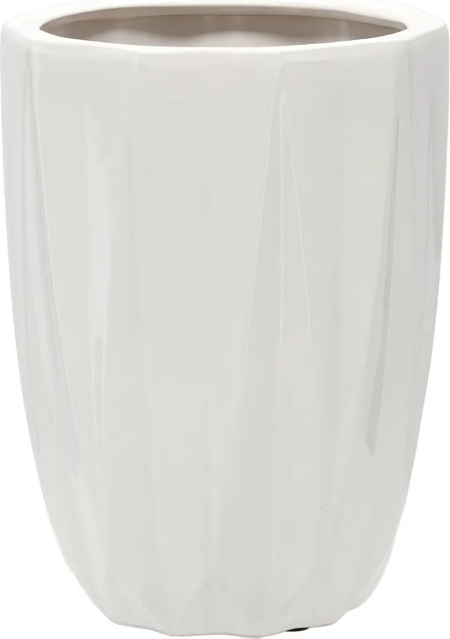Garden Line KERAMICKÝ OBAL NA KVETINOVÝ KÔŠ 24 x 24 x 32 CM, BIELY LESK *3666