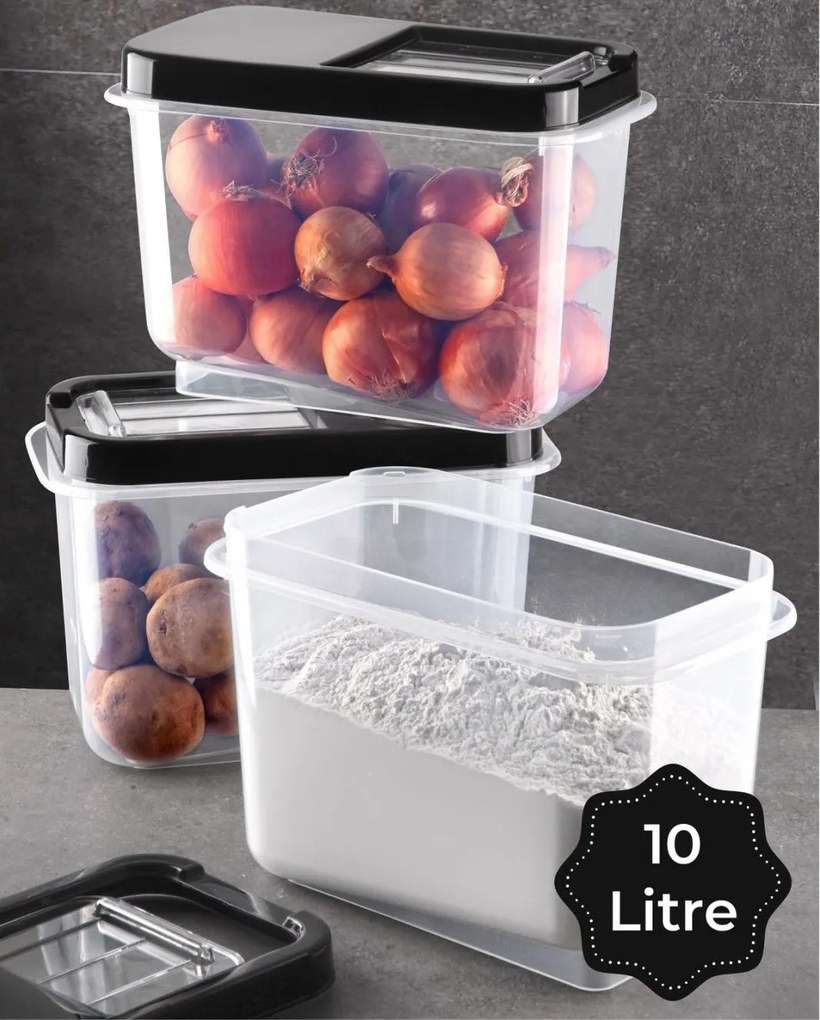 Dóza na potraviny, veľkokapacitný box SLOP, sivé posuvné veko – 10 l