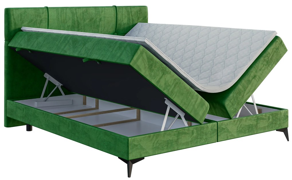 Jednolôžková posteľ Boxspring 120 cm Nivela (zelená) (s matracom a úl. priestorom). Vlastná spoľahlivá doprava až k Vám domov. 1043425