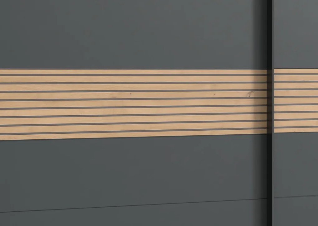 Šatníková skriňa Rotterdam, 225 cm, grafit/dub artisan