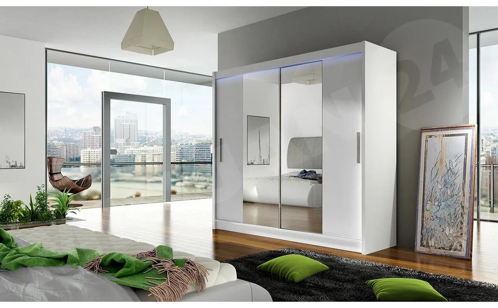 Skriňa London II, Farby: kašmír, Osvetlenie: osvetlenie LED RGB - farebné
