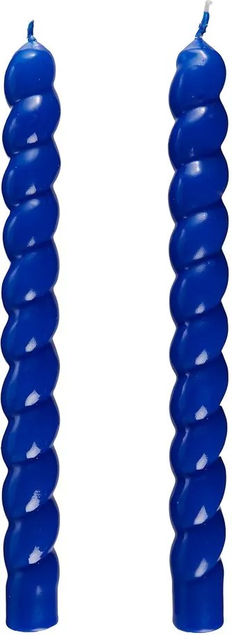 TWISTED Sada lesklých sviečok 2 ks 25,5 cm - modrá