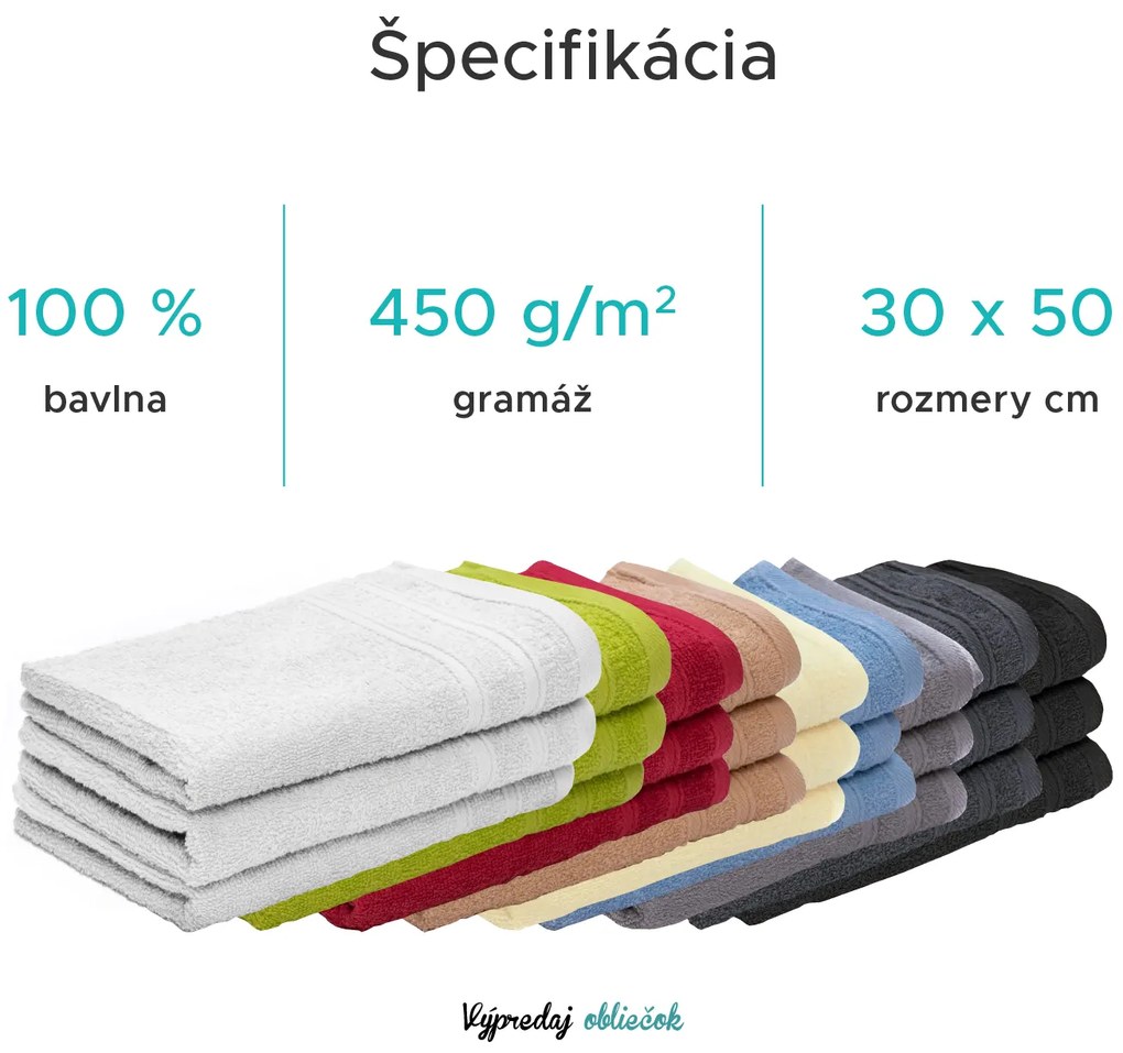 Detský uterák Bella biely 30x50 cm, 100% bavlna