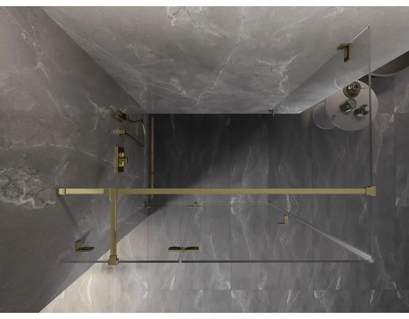 Mexen Lunar T, sklápací sprchový kút ľavý 120 x 70 cm, 8mm číre sklo, zlatý profil, 834T-120-070-50-00-L