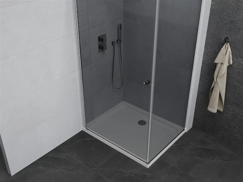 Mexen Pretoria, sprchovací kút 80 (dvere) x 120 (stena) cm, 6mm šedé sklo, chrómový profil + biela sprchová vanička, 852-080-120-01-40-4010