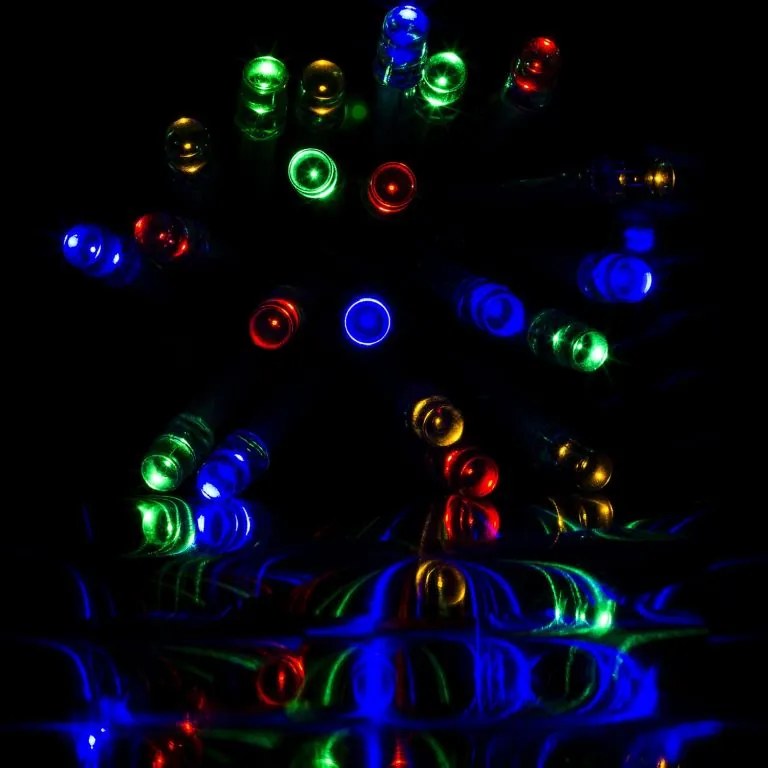 Vianočné osvetlenie 10 m, 100 LED, farebné, zelený kábel