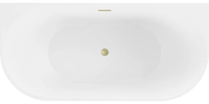 Mexen Oval, voľne stojaca nástenná vaňa 170 x 80 cm, biela, zlatý matný prepad, 52671708000-55