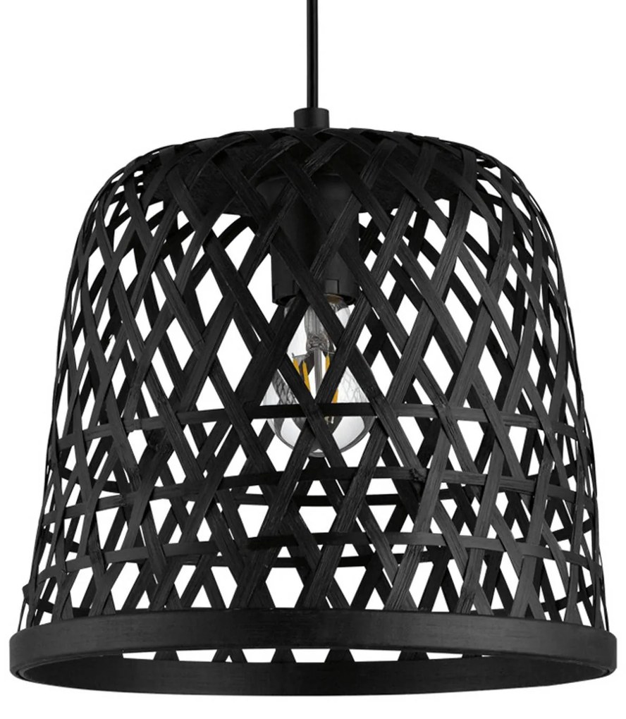 Závesná lampa Kirkcolm, tienidlo drevo 30cm/čierna