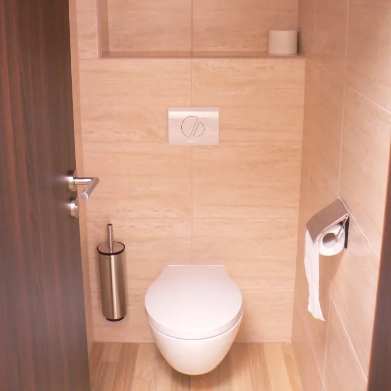 WC štetka s krytým stojanom na stenu II, lesklý nerez