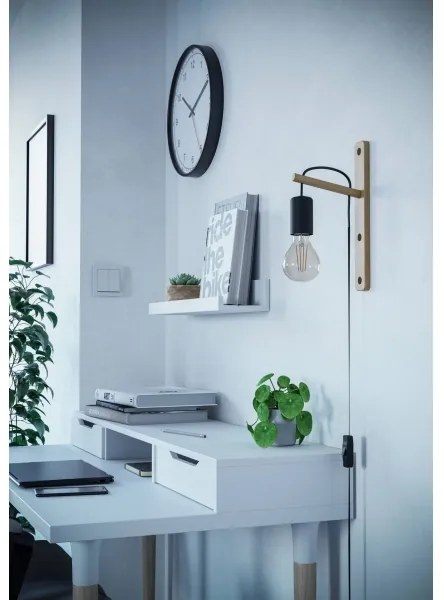 Eglo 44013 - Nástenné svietidlo POCKLEY 1xE27/10W/230V hnedá/čierna