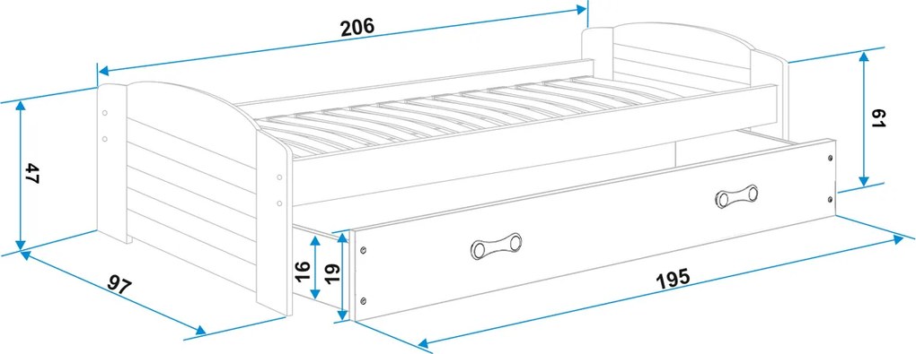 Posteľ LILI 200x90 biela - ružová